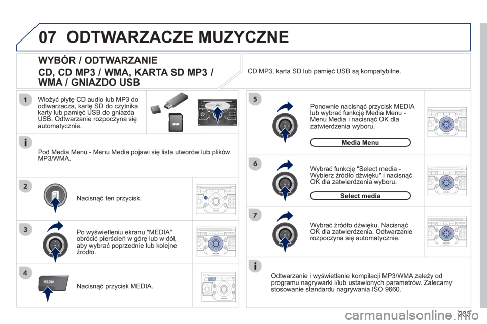 Peugeot 3008 Hybrid 4 2012  Instrukcja Obsługi (in Polish) 233
07
MEDIA
2ABC3DEF5JKL4GHI6MNO8TUV7PQRS9WXYZ0*#
1RADIO MEDIANAV ESC TRAFFIC
SETUPADDR
BOOK
2ABC3DEF5JKL4GHI6MNO8TUV7PQRS9WXYZ0*#
1RADIO MEDIANAV ESC TRAFFIC
SETUPADDR
BOOK
2ABC3DEF5JKL4GHI6MNO8TUV7