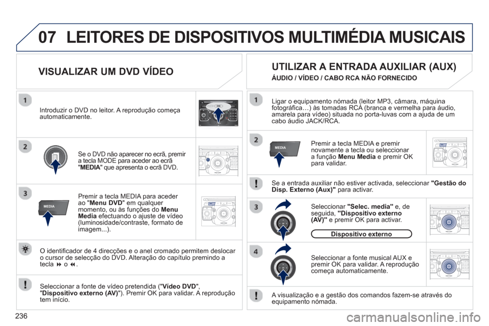 Peugeot 3008 Hybrid 4 2012 Manual do proprietário (in Portuguese) 236
07
MEDIA
2ABC3DEF5JKL4GHI6MNO8TUV7PQRS9WXYZ0*#
1RADIO MEDIANAV ESC TRAFFIC
SETUPADDR
BOOK
MEDIA
2ABC3DEF5JKL4GHI6MNO8TUV7PQRS9WXYZ0*#
1RADIO MEDIANAV ESC TRAFFIC
SETUPADDR
BOOK
2ABC3DEF5JKL4GHI6MN Peugeot 3008 Hybrid 4 2012 Manual do proprietário (in Portuguese) 236
07
MEDIA
2ABC3DEF5JKL4GHI6MNO8TUV7PQRS9WXYZ0*#
1RADIO MEDIANAV ESC TRAFFIC
SETUPADDR
BOOK
MEDIA
2ABC3DEF5JKL4GHI6MNO8TUV7PQRS9WXYZ0*#
1RADIO MEDIANAV ESC TRAFFIC
SETUPADDR
BOOK
2ABC3DEF5JKL4GHI6MN