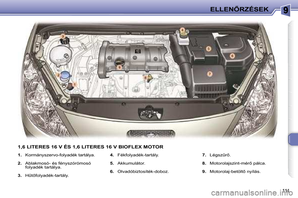 Peugeot 307 Break 2007.5  Kezelési útmutató (in Hungarian) �E�L�L�E�N4�R�Z�É�S�E�K
111
   
1. � �  �K�o�r�m�á�n�y�s�z�e�r�v�o�-�f�o�l�y�a�d�é�k� �t�a�r�t�á�l�y�a�.� 
  
2. � �  �A�b�l�a�k�m�o�s�ó�-� �é�s� �f�é�n�y�s�z�ó�r�ó�m�o�s�ó� 
�f�o�l�y�a�d�