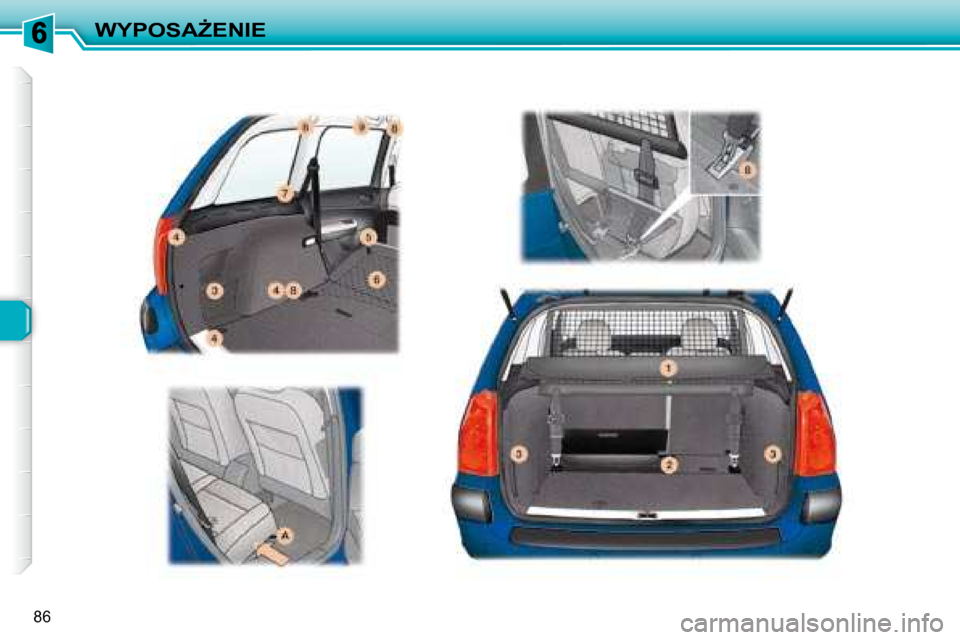 Peugeot 307 Break 2007.5  Instrukcja Obsługi (in Polish) �W�Y�P�O�S�AF�E�N�I�E
�8�6   