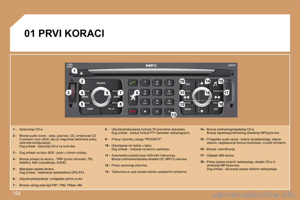 Peugeot 307 Break 2007  Vodič za korisnike (in Croatian) �1�5�4
�S
�O �S
�S�O�U�R�C�E
�M�O�D�E �B�A�N�D �E�S�C
�2
�a�b�c
�5
�j�k�l
�8
�t�u�v �3
�d�e�f
�6
�m�n�o
�9
�w�x�y�z
�1 �4
�g�h�i
�7
�p�q�r�s
�0 �# �M�E�N�U �L�I�S�T
�T�A� 
�P�T�Y
�D�A�R�K
�2�2
�1�1
�5