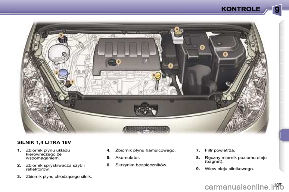 Peugeot 307 Break 2007  Instrukcja Obsługi (in Polish) �1�0�7
�1�.�  �Z�b�i�o�r�n�i�k� �p�ł�y�n�u� �u�k�ł�a�d�u� �k�i�e�r�o�w�n�i�c�z�e�g�o� �z�e� �w�s�p�o�m�a�g�a�n�i�e�m�.
�2�.�  �Z�b�i�o�r�n�i�k� �s�p�r�y�s�k�i�w�a�c�z�a� �s�z�y�b� �i� �r�e�ﬂ�e�k�t