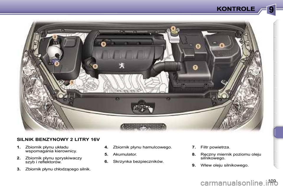 Peugeot 307 Break 2007  Instrukcja Obsługi (in Polish) �1�0�9
�1�.�  �Z�b�i�o�r�n�i�k� �p�ł�y�n�u� �u�k�ł�a�d�u� �w�s�p�o�m�a�g�a�n�i�a� �k�i�e�r�o�w�n�i�c�y�.
�2�.�  �Z�b�i�o�r�n�i�k� �p�ł�y�n�u� �s�p�r�y�s�k�i�w�a�c�z�y� �s�z�y�b� �i� �r�e�ﬂ�e�k�t�