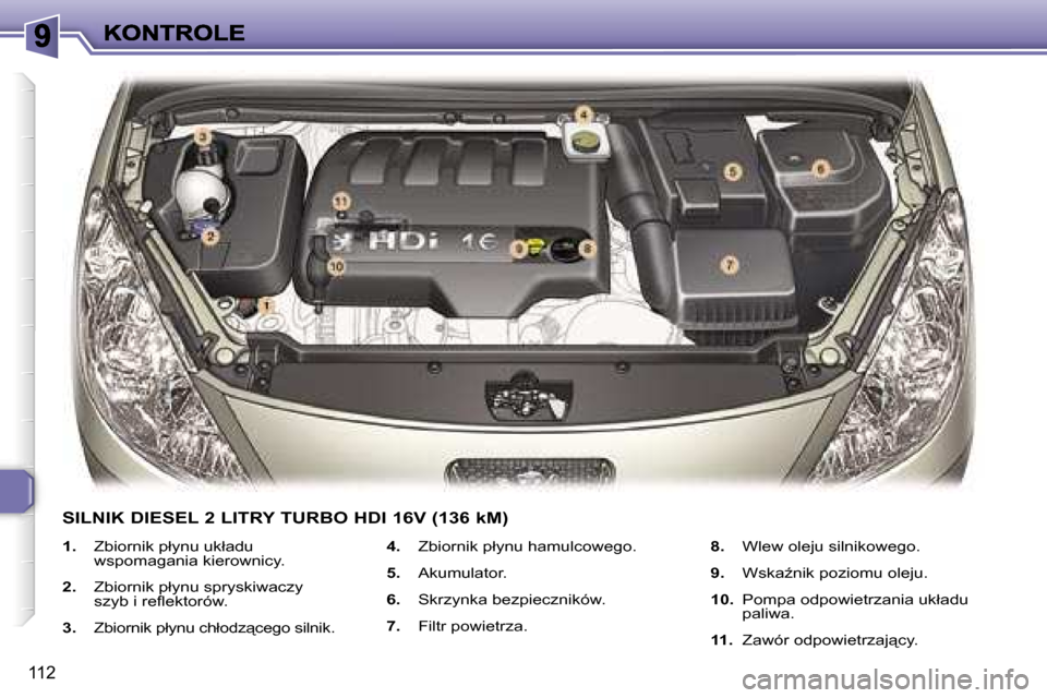 Peugeot 307 Break 2007  Instrukcja Obsługi (in Polish) �1�1�2
�1�.�  �Z�b�i�o�r�n�i�k� �p�ł�y�n�u� �u�k�ł�a�d�u� �w�s�p�o�m�a�g�a�n�i�a� �k�i�e�r�o�w�n�i�c�y�.
�2�.�  �Z�b�i�o�r�n�i�k� �p�ł�y�n�u� �s�p�r�y�s�k�i�w�a�c�z�y� �s�z�y�b� �i� �r�e�ﬂ�e�k�t�