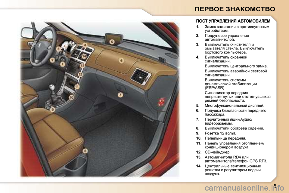 Peugeot 307 Break 2006  Инструкция по эксплуатации (in Russian) �5
f?gYe?� AdWaechiYe
�1�.� Awfhd� aw`bzwÖby� k� ijhlbyhmzhÖÖuf�  
mkljhcklyhf�.� 
�2�. �  fh^jme_yh_� mijwye_Öb_� 
wy