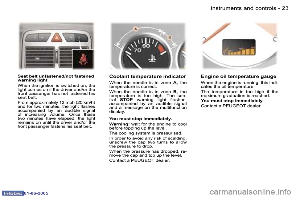 Peugeot 307 Break 2005 User Guide �I�n�s�t�r�u�m�e�n�t�s� �a�n�d� �c�o�n�t�r�o�l�s�2�2 �-
�0�1�-�0�6�-�2�0�0�5
�2�3�I�n�s�t�r�u�m�e�n�t�s� �a�n�d� �c�o�n�t�r�o�l�s�-
�0�1�-�0�6�-�2�0�0�5
�S�e�a�t� �b�e�l�t� �u�n�f�a�s�t�e�n�e�d�/�n�o�