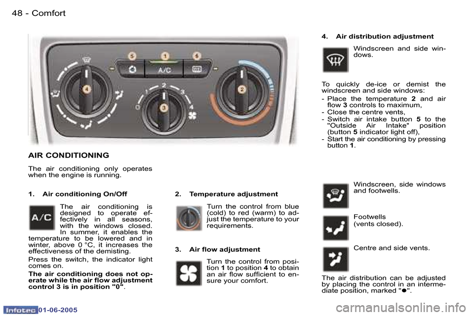 Peugeot 307 Break 2005 Service Manual �C�o�m�f�o�r�t�4�8 �-
�0�1�-�0�6�-�2�0�0�5
�4�9�C�o�m�f�o�r�t�-
�0�1�-�0�6�-�2�0�0�5
�A�I�R� �C�O�N�D�I�T�I�O�N�I�N�G
�2�.�  �T�e�m�p�e�r�a�t�u�r�e� �a�d�j�u�s�t�m�e�n�t
�1�.�  �A�i�r� �c�o�n�d�i�t�i�