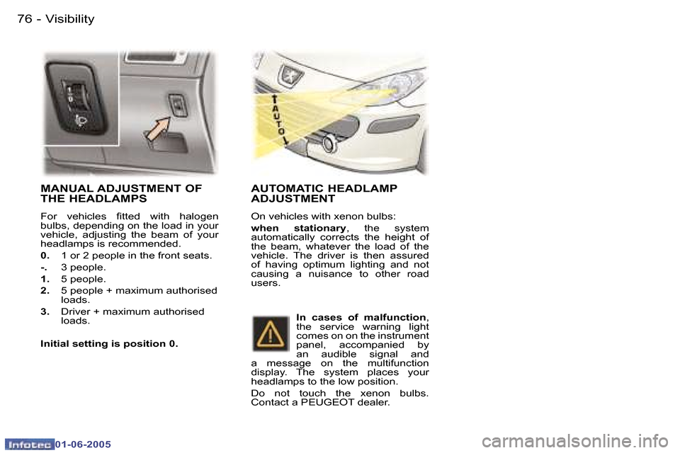 Peugeot 307 Break 2005 Manual Online �V�i�s�i�b�i�l�i�t�y�7�6 �-
�0�1�-�0�6�-�2�0�0�5
�7�7�V�i�s�i�b�i�l�i�t�y�-
�0�1�-�0�6�-�2�0�0�5
�M�A�N�U�A�L� �A�D�J�U�S�T�M�E�N�T� �O�F�  
�T�H�E� �H�E�A�D�L�A�M�P�S
�F�o�r�  �v�e�h�i�c�l�e�s�  �i�t