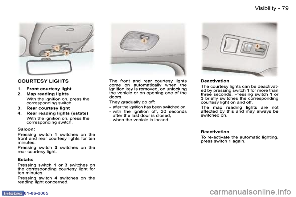 Peugeot 307 Break 2005 Manual Online �V�i�s�i�b�i�l�i�t�y�7�8 �-
�0�1�-�0�6�-�2�0�0�5
�7�9�V�i�s�i�b�i�l�i�t�y�-
�0�1�-�0�6�-�2�0�0�5
�C�O�U�R�T�E�S�Y� �L�I�G�H�T�S
�1�.�  �F�r�o�n�t� �c�o�u�r�t�e�s�y� �l�i�g�h�t 
�2�.�  �M�a�p� �r�e�a�d