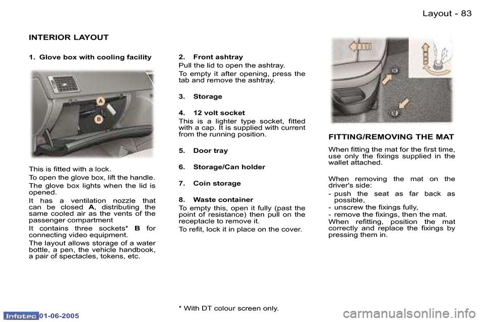 Peugeot 307 Break 2005 Manual Online �L�a�y�o�u�t�8�2 �-
�0�1�-�0�6�-�2�0�0�5
�8�3�L�a�y�o�u�t�-
�0�1�-�0�6�-�2�0�0�5
�I�N�T�E�R�I�O�R� �L�A�Y�O�U�T
�1�.�  �G�l�o�v�e� �b�o�x� �w�i�t�h� �c�o�o�l�i�n�g� �f�a�c�i�l�i�t�y�2�.�  �F�r�o�n�t� 