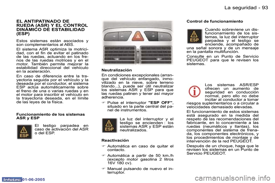 Peugeot 307 Break 2005  Manual del propietario (in Spanish) �9�2 �-
�0�1�-�0�6�-�2�0�0�5
�9�3
�-
�0�1�-�0�6�-�2�0�0�5
�E�L� �A�N�T�I�P�A�T�I�N�A�D�O� �D�E�  
�R�U�E�D�A� �(�A�S�R�)� �Y� �E�L� �C�O�N�T�R�O�L� 
�D�I�N�Á�M�I�C�O� �D�E� �E�S�T�A�B�I�L�I�D�A�D� �(