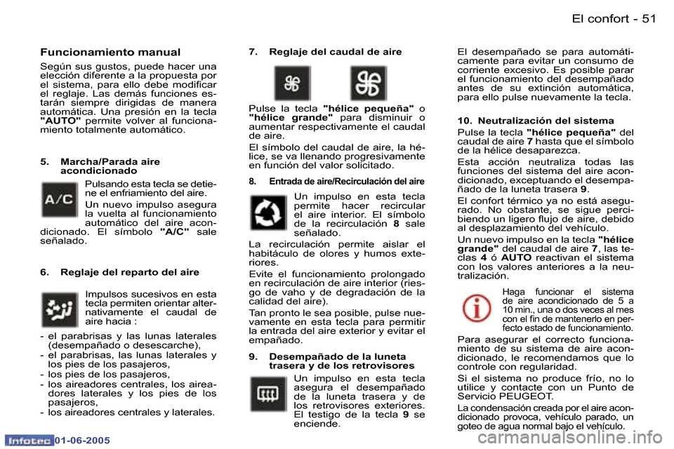 Peugeot 307 Break 2005  Manual del propietario (in Spanish) �5�0 �-
�0�1�-�0�6�-�2�0�0�5
�5�1
�-
�0�1�-�0�6�-�2�0�0�5
�F�u�n�c�i�o�n�a�m�i�e�n�t�o� �m�a�n�u�a�l
�S�e�g�ú�n� �s�u�s� �g�u�s�t�o�s�,� �p�u�e�d�e� �h�a�c�e�r� �u�n�a�  
�e�l�e�c�c�i�ó�n� �d�i�f�e�