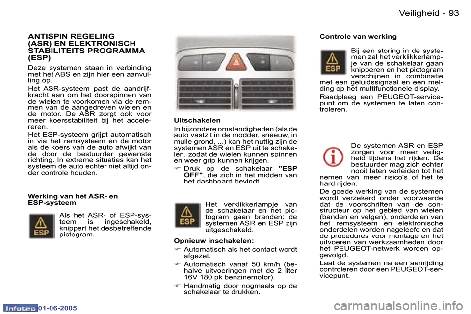 Peugeot 307 Break 2005  Handleiding (in Dutch) �V�e�i�l�i�g�h�e�i�d�9�2 �-
�0�1�-�0�6�-�2�0�0�5
�9�3�V�e�i�l�i�g�h�e�i�d�-
�0�1�-�0�6�-�2�0�0�5
�A�N�T�I�S�P�I�N� �R�E�G�E�L�I�N�G�  
�(�A�S�R�)� �E�N� �E�L�E�K�T�R�O�N�I�S�C�H� 
�S�T�A�B�I�L�I�T�E�I