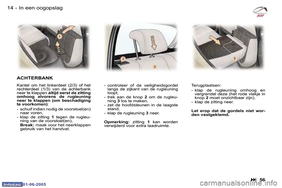 Peugeot 307 Break 2005  Handleiding (in Dutch) �1�4 �-
�0�1�-�0�6�-�2�0�0�5
�1�5
�-
�0�1�-�0�6�-�2�0�0�5
�I�n� �e�e�n� �o�o�g�o�p�s�l�a�g
�A�C�H�T�E�R�B�A�N�K
�K�a�n�t�e�l�  �o�m�  �h�e�t�  �l�i�n�k�e�r�d�e�e�l�  �(�2�/�3�)�  �o�f�  �h�e�t�  
�r�e