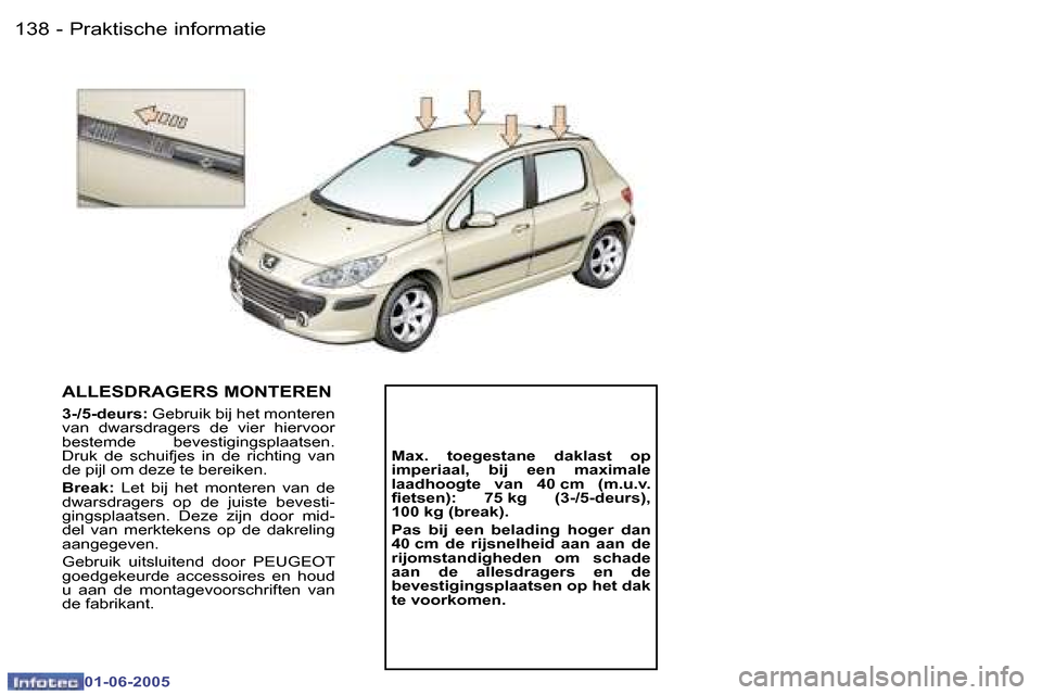 Peugeot 307 Break 2005  Handleiding (in Dutch) �1�3�8 �-
�0�1�-�0�6�-�2�0�0�5
�1�3�9
�-
�0�1�-�0�6�-�2�0�0�5
�A�L�L�E�S�D�R�A�G�E�R�S� �M�O�N�T�E�R�E�N
�3�-�/�5�-�d�e�u�r�s�:� 
�G�e�b�r�u�i�k� �b�i�j� �h�e�t� �m�o�n�t�e�r�e�n� 
�v�a�n�  �d�w�a�r�s