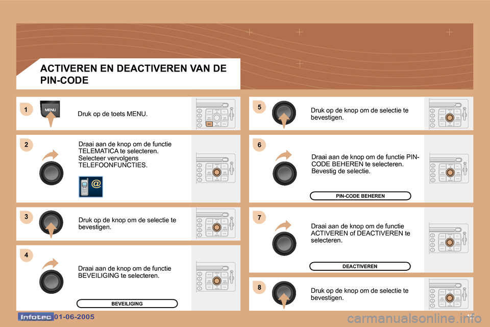 Peugeot 307 Break 2005  Handleiding (in Dutch) �1�2�0�1�-�0�6�-�2�0�0�5�0�1�-�0�6�-�2�0�0�5
�D�r�u�k� �o�p� �d�e� �t�o�e�t�s� �M�E�N�U�.�D�r�a�a�i� �a�a�n� �d�e� �k�n�o�p� �o�m� �d�e� �f�u�n�c�t�i�e�  
�T�E�L�E�M�A�T�I�C�A� �t�e� �s�e�l�e�c�t�e�r�