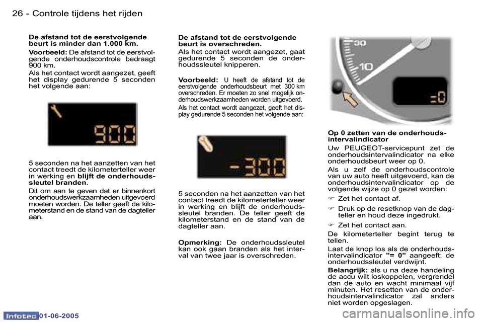 Peugeot 307 Break 2005  Handleiding (in Dutch) �2�6 �-
�0�1�-�0�6�-�2�0�0�5
�2�7
�-
�0�1�-�0�6�-�2�0�0�5
�O�p� �0� �z�e�t�t�e�n� �v�a�n� �d�e� �o�n�d�e�r�h�o�u�d�s�- 
�i�n�t�e�r�v�a�l�i�n�d�i�c�a�t�o�r 
�U�w�  �P�E�U�G�E�O�T�-�s�e�r�v�i�c�e�p�u�n�