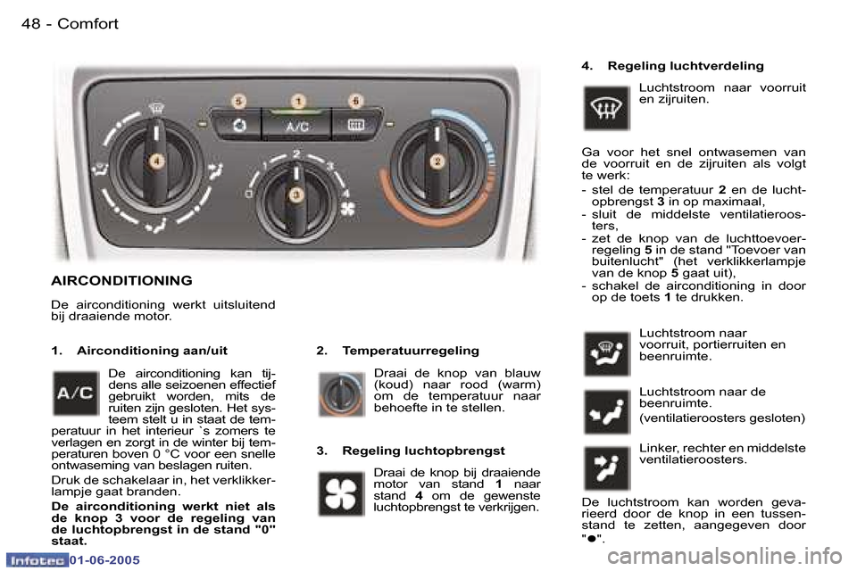 Peugeot 307 Break 2005  Handleiding (in Dutch) �4�8 �-
�0�1�-�0�6�-�2�0�0�5
�4�9
�-
�0�1�-�0�6�-�2�0�0�5
�A�I�R�C�O�N�D�I�T�I�O�N�I�N�G
�2�.�  �T�e�m�p�e�r�a�t�u�u�r�r�e�g�e�l�i�n�g
�1�.�  �A�i�r�c�o�n�d�i�t�i�o�n�i�n�g� �a�a�n�/�u�i�t
�D�r�a�a�i�