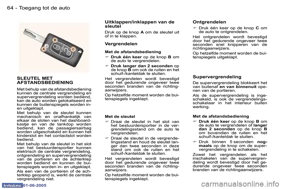 Peugeot 307 Break 2005  Handleiding (in Dutch) �6�4 �-
�0�1�-�0�6�-�2�0�0�5
�6�5
�-
�0�1�-�0�6�-�2�0�0�5
�S�L�E�U�T�E�L� �M�E�T�  
�A�F�S�T�A�N�D�S�B�E�D�I�E�N�I�N�G
�M�e�t� �b�e�h�u�l�p� �v�a�n� �d�e� �a�f�s�t�a�n�d�s�b�e�d�i�e�n�i�n�g�  
�k�u�n�