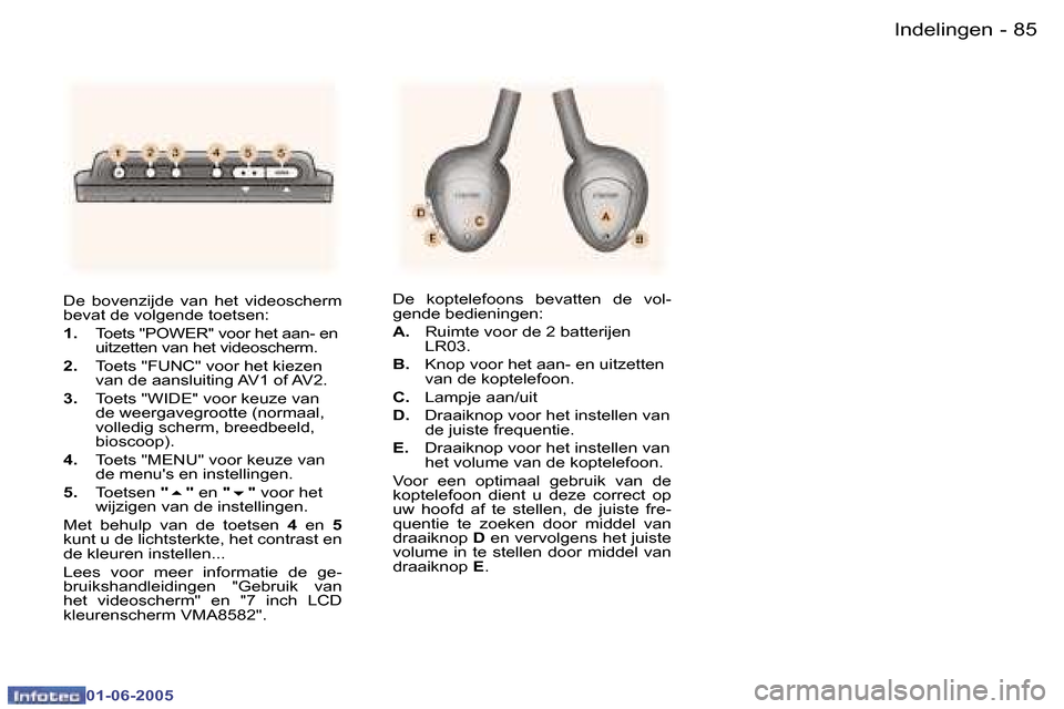 Peugeot 307 Break 2005  Handleiding (in Dutch) �8�4 �-
�0�1�-�0�6�-�2�0�0�5
�8�5
�-
�0�1�-�0�6�-�2�0�0�5
�D�e�  �b�o�v�e�n�z�i�j�d�e�  �v�a�n�  �h�e�t�  �v�i�d�e�o�s�c�h�e�r�m�  
�b�e�v�a�t� �d�e� �v�o�l�g�e�n�d�e� �t�o�e�t�s�e�n�: 
�1�.
�  �T�o�e