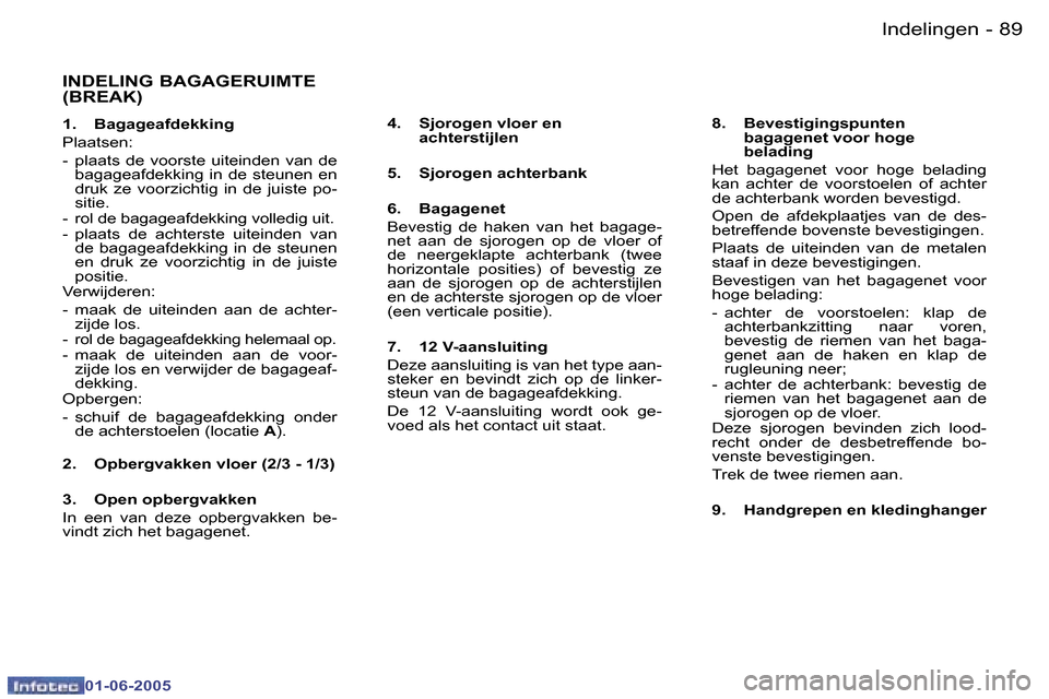 Peugeot 307 Break 2005  Handleiding (in Dutch) �8�8 �-
�0�1�-�0�6�-�2�0�0�5
�8�9
�-
�0�1�-�0�6�-�2�0�0�5
�I�N�D�E�L�I�N�G� �B�A�G�A�G�E�R�U�I�M�T�E�  
�(�B�R�E�A�K�)
�1�.�  �B�a�g�a�g�e�a�f�d�e�k�k�i�n�g 
�P�l�a�a�t�s�e�n�:
�-�  �p�l�a�a�t�s�  �d�