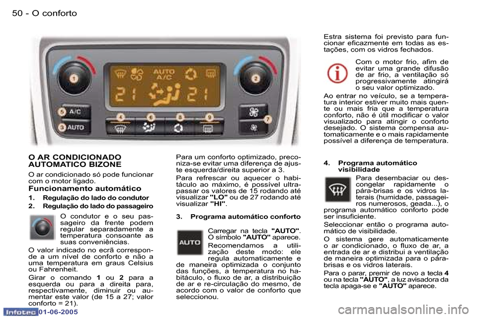 Peugeot 307 Break 2005  Manual do proprietário (in Portuguese) �O� �c�o�n�f�o�r�t�o�5�0 �-
�0�1�-�0�6�-�2�0�0�5
�5�1�O� �c�o�n�f�o�r�t�o�-
�0�1�-�0�6�-�2�0�0�5
�O� �A�R� �C�O�N�D�I�C�I�O�N�A�D�O�  
�A�U�T�O�M�A�T�I�C�O� �B�I�Z�O�N�E
�O� �a�r� �c�o�n�d�i�c�i�o�n�a