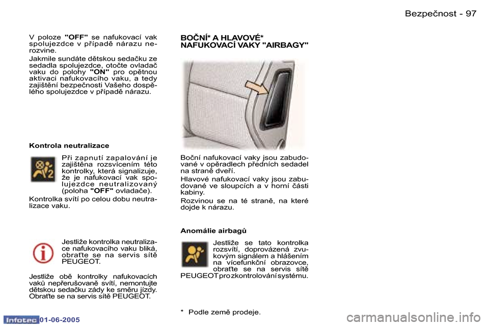 Peugeot 307 Break 2005  Návod k obsluze (in Czech) �9�6 �-
�0�1�-�0�6�-�2�0�0�5
�9�7
�-
�0�1�-�0�6�-�2�0�0�5
�V�  �p�o�l�o�z�e� 
�"�O�F�F�"�  �s�e�  �n�a�f�u�k�o�v�a�c�í�  �v�a�k� 
�s�p�o�l�u�j�e�z�d�c�e�  �v�  �p9�í�p�a�d)�  �n�á�r�a�z�u�  �n�e�
