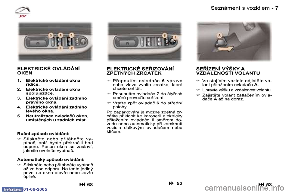 Peugeot 307 Break 2005  Návod k obsluze (in Czech) �6 �-
�0�1�-�0�6�-�2�0�0�5
�7
�-
�0�1�-�0�6�-�2�0�0�5
�S�e�z�n�á�m�e�n�í� �s� �v�o�z�i�d�l�e�m
�E�L�E�K�T�R�I�C�K�É� �S�E8�I�Z�O�V�Á�N�Í�  
�Z�P(�T�N�Ý�C�H� �Z�R�C�Á�T�E�K
�F � �P 9 �e �p �n