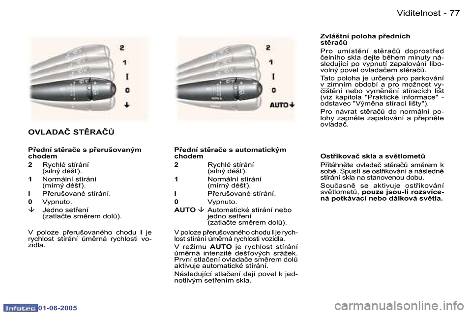 Peugeot 307 Break 2005  Návod k obsluze (in Czech) �7�6 �-
�0�1�-�0�6�-�2�0�0�5
�7�7
�-
�0�1�-�0�6�-�2�0�0�5
�Z�v�l�á�š�t�n�í� �p�o�l�o�h�a� �p�e�d�n�í�c�h�  
�s�t)�r�a�čA 
�P�r�o�  �u�m�í�s�t)�n�í�  �s�t)�r�a�čA�  �d�o�p�r�o�s�t9�e�d�