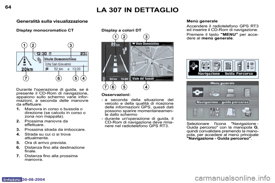 Peugeot 307 Break 2004.5  Manuale del proprietario (in Italian) �6�4
�3�0�-�0�8�-�2�0�0�4
�6�5
�3�0�-�0�8�-�2�0�0�4
�G�e�n�e�r�a�l�i�t�à� �s�u�l�l�a� �v�i�s�u�a�l�i�z�z�a�z�i�o�n�e
�D�i�s�p�l�a�y� �m�o�n�o�c�r�o�m�a�t�i�c�o� �C�T �D�i�s�p�l�a�y� �a� �c�o�l�o�r�i�