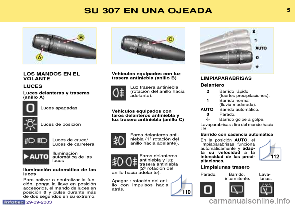 Peugeot 307 Break 2003.5  Manual del propietario (in Spanish) *;:;		5	5;	 /# /	
(%	
 
2

%
 	%	 	

4.

 /	


2	

4.
	7
 /	

(	 
.
 1
.
�/	
+
%
+
%
.
=%	B	


