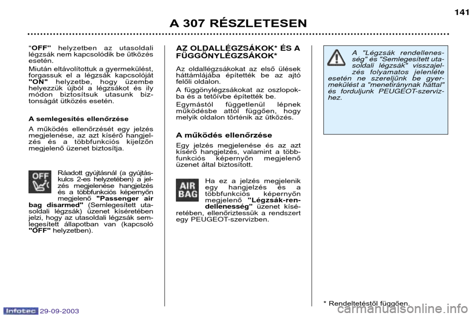 Peugeot 307 Break 2003.5  Kezelési útmutató (in Hungarian) 
 ,-

  

,, 
.
 

, 	
  	
  	/  

/,

,
 