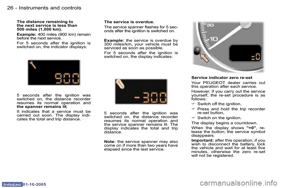 Peugeot 307 Break Dag 2005.5 Owners Guide �I�n�s�t�r�u�m�e�n�t�s� �a�n�d� �c�o�n�t�r�o�l�s�2�6 �-
�0�1�-�1�0�-�2�0�0�5
�2�7�I�n�s�t�r�u�m�e�n�t�s� �a�n�d� �c�o�n�t�r�o�l�s�-
�0�1�-�1�0�-�2�0�0�5
�S�e�r�v�i�c�e� �i�n�d�i�c�a�t�o�r� �z�e�r�o� �