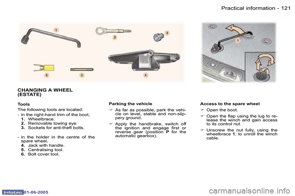 Peugeot 307 Break Dag 2005  Owners Manual �1�2�0 �-
�0�1�-�0�6�-�2�0�0�5
�1�2�1
�-
�0�1�-�0�6�-�2�0�0�5
�P�a�r�k�i�n�g� �t�h�e� �v�e�h�i�c�l�e 
�F
�  �A�s�  �f�a�r�  �a�s�  �p�o�s�s�i�b�l�e�,�  �p�a�r�k�  �t�h�e�  �v�e�h�i�-
�c�l�e�  �o�n�  �