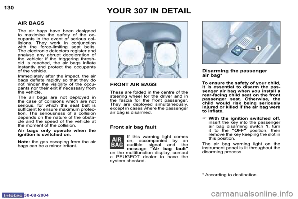Peugeot 307 Break Dag 2004.5  Owners Manual �1�3�0
�3�0�-�0�8�-�2�0�0�4
�1�3�1
�3�0�-�0�8�-�2�0�0�4
�Y�O�U�R� �3�0�7� �I�N� �D�E�T�A�I�L
�A�I�R� �B�A�G�S
�T�h�e�  �a�i�r�  �b�a�g�s�  �h�a�v�e � �b�e�e�n�  �d�e�s�i�g�n�e�d� 
�t�o�  �m�a�x�i�m�i�