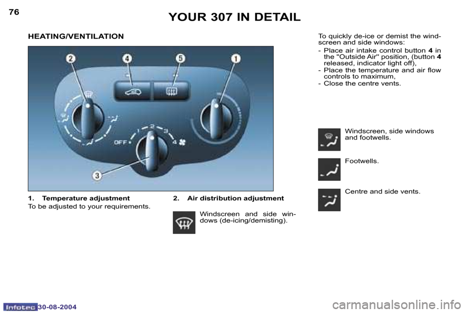 Peugeot 307 Break Dag 2004.5 Manual Online �7�6
�3�0�-�0�8�-�2�0�0�4
�7�7
�3�0�-�0�8�-�2�0�0�4
�H�E�A�T�I�N�G�/�V�E�N�T�I�L�A�T�I�O�N
�2�.�  �A�i�r� �d�i�s�t�r�i�b�u�t�i�o�n� �a�d�j�u�s�t�m�e�n�t
�Y�O�U�R� �3�0�7� �I�N� �D�E�T�A�I�L
�1�.�  �T�
