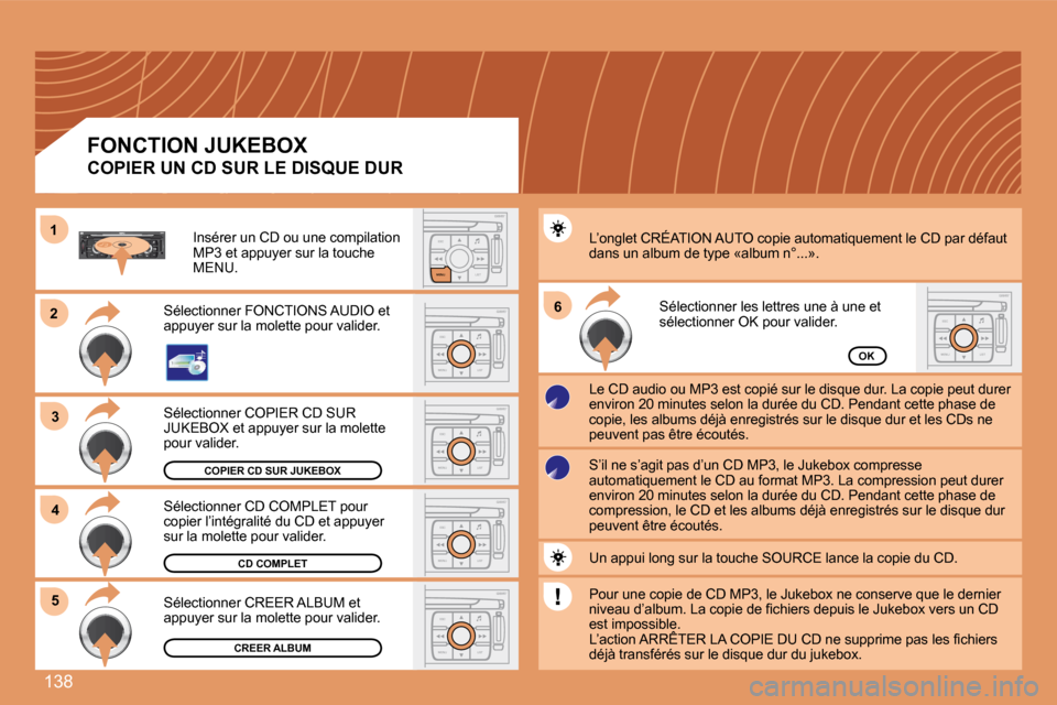 Peugeot 307 CC 2007.5  Manuel du propriétaire (in French) 138
23
S
O SSOURCE
MODE BAND ESC
2
abc
5
jkl
8
tuv 3
def
6
mno
9
wxyz
1 4
ghi
7
pqrs0 # MENU LIST
TA 
PTY
DARKESC
LIST
MENU
ESC
MENU LIST
6
ESC
MENU LIST
ESC
MENU LIST
ESC
MENU LIST
4
ESC
MENU LIST
5
