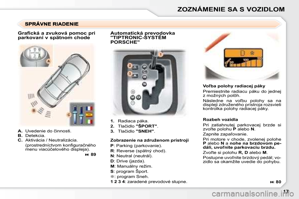 Peugeot 307 CC 2007.5  Užívateľská príručka (in Slovak) ZOZNÁMENIE SA S VOZIDLOM
   
1. � �  �R�a�d�i�a�c�a� �p�á�k�a�.� 
  
2. � �  �T�l�a�č�i�d�l�o� �  "ŠPORT"� �.� 
  
3. � �  �T�l�a�č�i�d�l�o� �  "SNEH"� �.� �  �	�	�V�o-�b�a�	�p�o�l�o�h�y�	�r�a�d