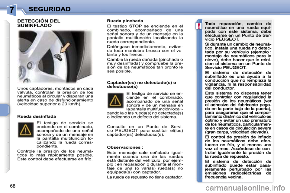 Peugeot 307 CC 2007  Manual del propietario (in Spanish) �!
�6�8
�U�n�o�s� �c�a�p�t�a�d�o�r�e�s�,� �m�o�n�t�a�d�o�s� �e�n� �c�a�d�a� �v�á�l�v�u�l�a�,�  �c�o�n�t�r�o�l�a�n�  �l�a�  �p�r�e�s�i�ó�n�  �d�e�  �l�o�s� �n�e�u�m�á�t�i�c�o�s� �a�l� �c�i�r�c�u�l�a