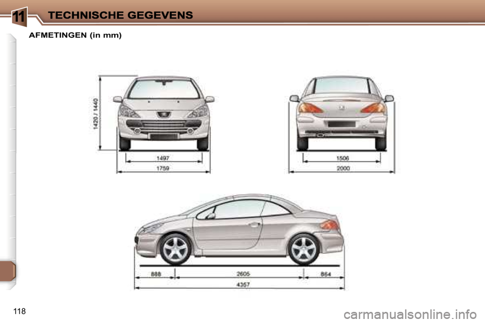 Peugeot 307 CC 2007  Handleiding (in Dutch) �1
�1�1�8
�A�F�M�E�T�I�N�G�E�N� �(�i�n� �m�m�)     