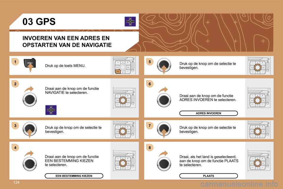 Peugeot 307 CC 2007  Handleiding (in Dutch) �1�2�4
�M�E�N�U�E�S�C�L�I�S�T
�M�E�N�U
�E�S�C
�M�E�N�U �L�I�S�T
�E�S�C
�M�E�N�U �L�I�S�T
�E�S�C
�M�E�N�U �L�I�S�T
�E�S�C
�M�E�N�U �L�I�S�T
�E�S�C
�M�E�N�U �L�I�S�T
�1
�2�2
�3�3
�5�5
�7�7
�4�4
�6�6
�8�