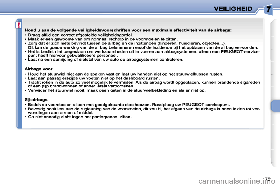 Peugeot 307 CC 2007  Handleiding (in Dutch) �!
�7�5                      