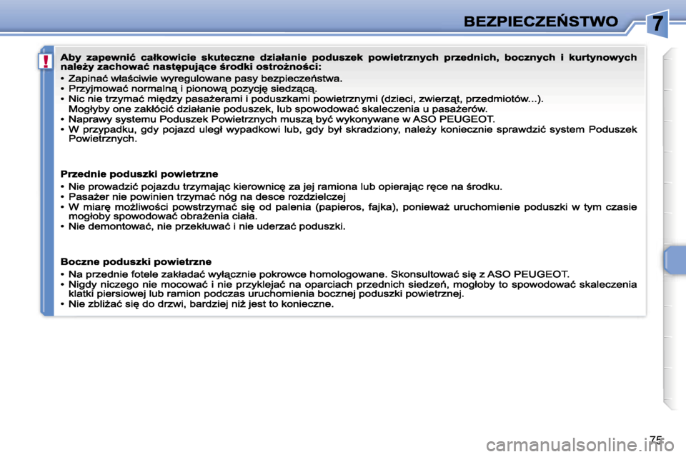 Peugeot 307 CC 2007  Instrukcja Obsługi (in Polish) �!
�7�5                         