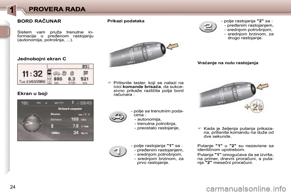 Peugeot 307 CC 2007  Упутство за употребу (in Serbian) �2�4
�-� �p�o�l�j�e� �s�a� �t�r�e�n�u�t�n�i�m� �p�o�d�a�-�c�i�m�a� �:�-� �a�u�t�o�n�o�m�i�j�a�,�-� �t�r�e�n�u�t�n�a� �p�o�t�r�o�š�n�j�a�,� �-� �p�r�e�o�s�t�a�l�o� �r�a�s�t�o�j�a�n�j�e�,� 
�E�k�r�a�n�