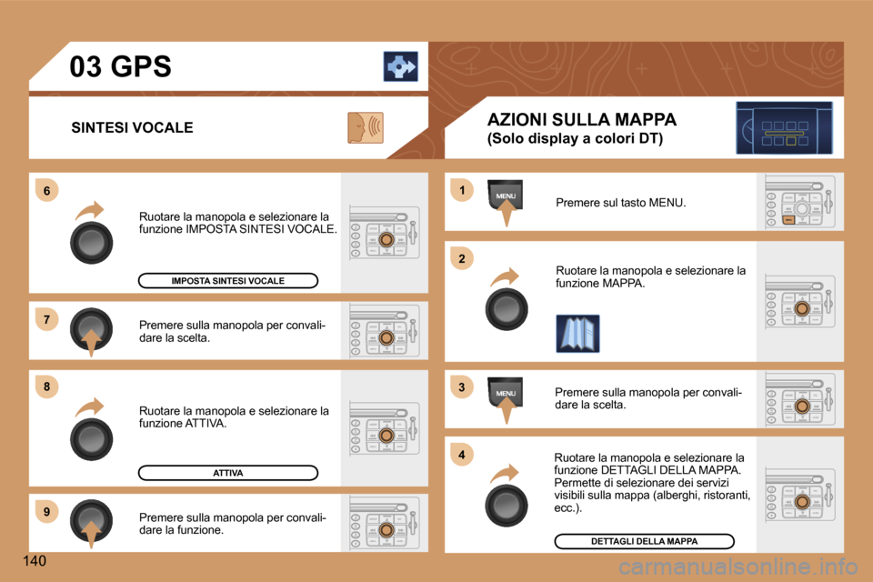 Peugeot 307 CC 2006  Manuale del proprietario (in Italian) �6 
�7 
�8 
�9�1
�2
�3 
�4
�1�4�0
�P�r�e�m�e�r�e� �s�u�l�l�a� �m�a�n�o�p�o�l�a� �p�e�r� �c�o�n�v�a�l�i�- 
�d�a�r�e� �l�a� �s�c�e�l�t�a�.
�R�u�o�t�a�r�e� �l�a� �m�a�n�o�p�o�l�a� �e� �s�e�l�e�z�i�o�n�a�