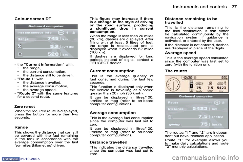 Peugeot 307 CC 2005.5 Owners Guide �I�n�s�t�r�u�m�e�n�t�s� �a�n�d� �c�o�n�t�r�o�l�s�2�6 �-
�0�1�-�1�0�-�2�0�0�5
�2�7�I�n�s�t�r�u�m�e�n�t�s� �a�n�d� �c�o�n�t�r�o�l�s�-
�0�1�-�1�0�-�2�0�0�5
�C�o�l�o�u�r� �s�c�r�e�e�n� �D�T
�-�  �t�h�e� �