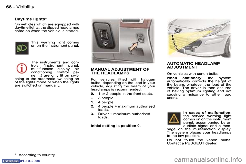 Peugeot 307 CC 2005.5 Manual PDF �V�i�s�i�b�i�l�i�t�y�6�6 �-
�0�1�-�1�0�-�2�0�0�5
�6�7�V�i�s�i�b�i�l�i�t�y�-
�0�1�-�1�0�-�2�0�0�5
�M�A�N�U�A�L� �A�D�J�U�S�T�M�E�N�T� �O�F�  
�T�H�E� �H�E�A�D�L�A�M�P�S
�F�o�r�  �v�e�h�i�c�l�e�s�  �i�t
