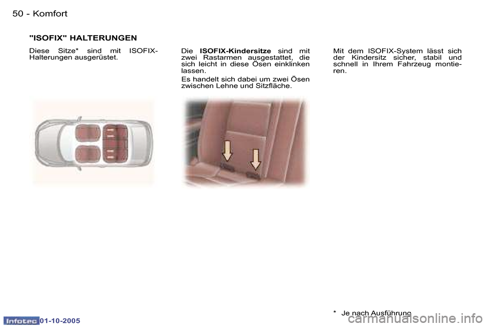 Peugeot 307 CC 2005.5  Betriebsanleitung (in German) �K�o�m�f�o�r�t�5�0 �-
�0�1�-�1�0�-�2�0�0�5
�5�1�K�o�m�f�o�r�t�-
�0�1�-�1�0�-�2�0�0�5
�D�i�e� �I�S�O�F�I�X�-�K�i�n�d�e�r�s�i�t�z�e �  �s�i�n�d�  �m�i�t� 
�z�w�e�i�  �R�a�s�t�a�r�m�e�n�  �a�u�s�g�e�s�t�