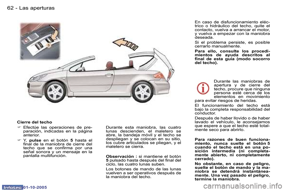 Peugeot 307 CC 2005.5  Manual del propietario (in Spanish) �L�a�s� �a�p�e�r�t�u�r�a�s�6�2 �-
�0�1�-�1�0�-�2�0�0�5
�6�3�L�a�s� �a�p�e�r�t�u�r�a�s�-
�0�1�-�1�0�-�2�0�0�5
�C�i�e�r�r�e� �d�e�l� �t�e�c�h�o�  
�F�  �E�f�e�c�t�ú�e�  �l�a�s�  �o�p�e�r�a�c�i�o�n�e�s�