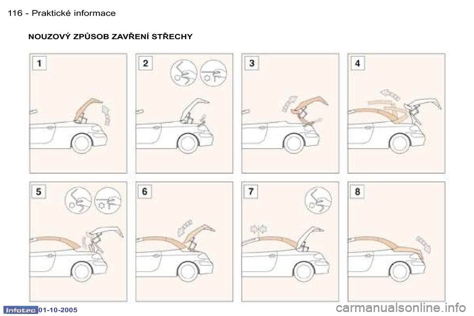 Peugeot 307 CC 2005.5  Návod k obsluze (in Czech) �P�r�a�k�t�i�c�k�é� �i�n�f�o�r�m�a�c�e
�1�1�6 �-
�0�1�-�1�0�-�2�0�0�5
�1�1�7
�P�r�a�k�t�i�c�k�é� �i�n�f�o�r�m�a�c�e
�-
�0�1�-�1�0�-�2�0�0�5
�N�O�U�Z�O�V�Ý� �Z�P#�S�O�B� �Z�A�V8�E�N�Í� �S�T8�E�C